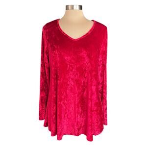 JODIFL Red‎ Velvet Swing Tunic Top Sz M/LG Christmas Valentines Glam Date Night